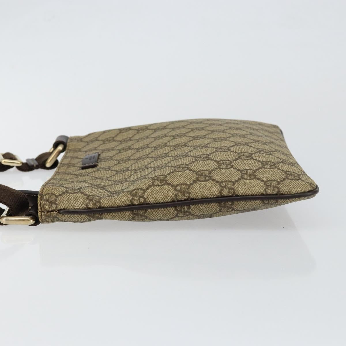 Gucci Flat Messenger Gg Canvas And Leather Beige Canvas Shoulder Bag Bag (Pre-Owned)