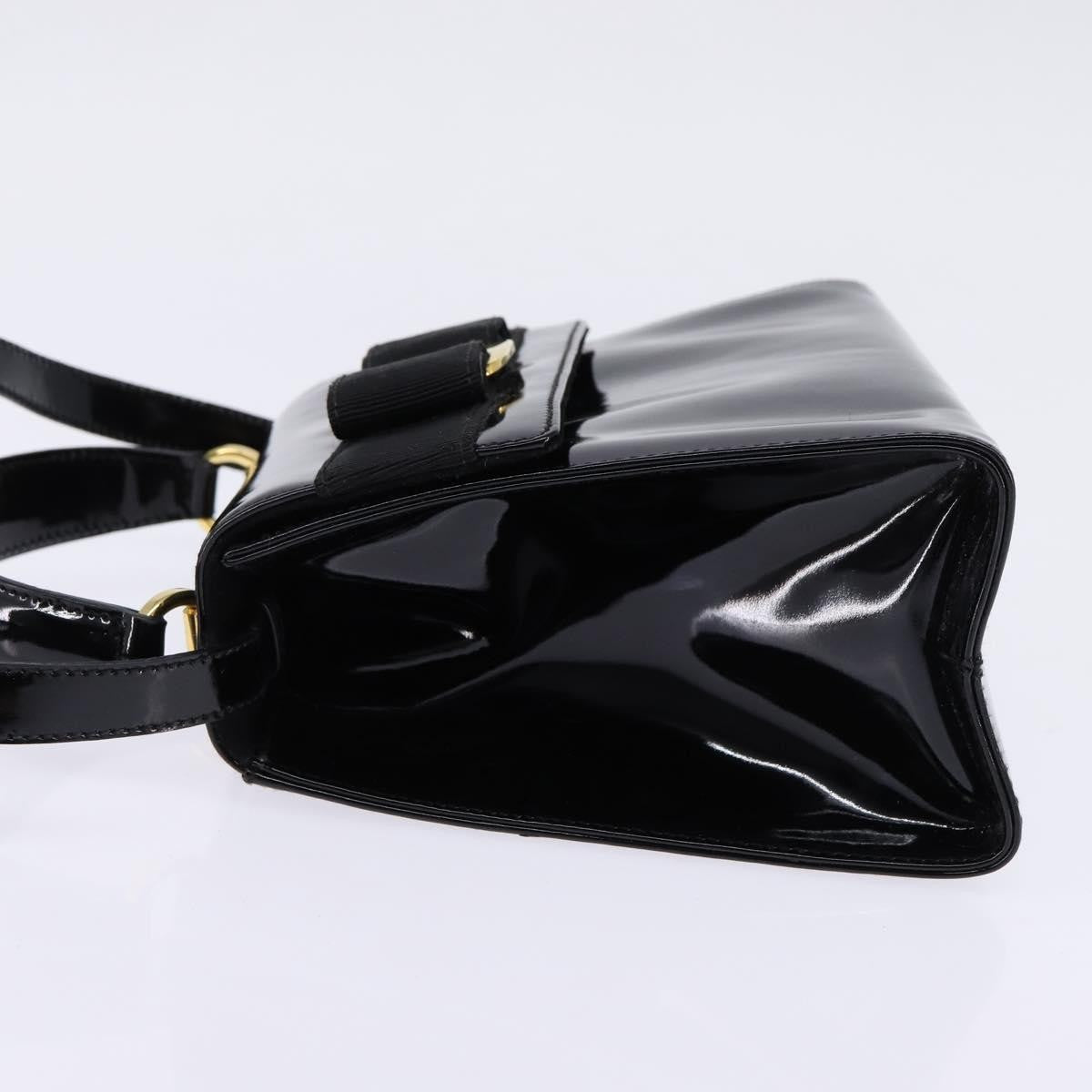 Salvatore Ferragamo Vintage Vara Bow Top Handle Patent Leather Black Patent_Leather Handbag (Pre-Owned)