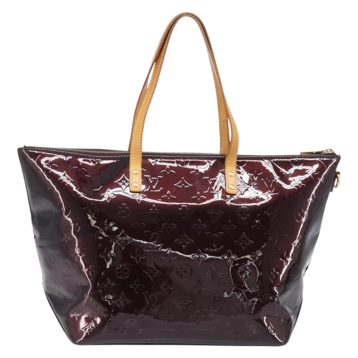 Louis Vuitton Bellevue Monogram Vernis Burgundy Patent_Leather Handbag (Pre-Owned)
