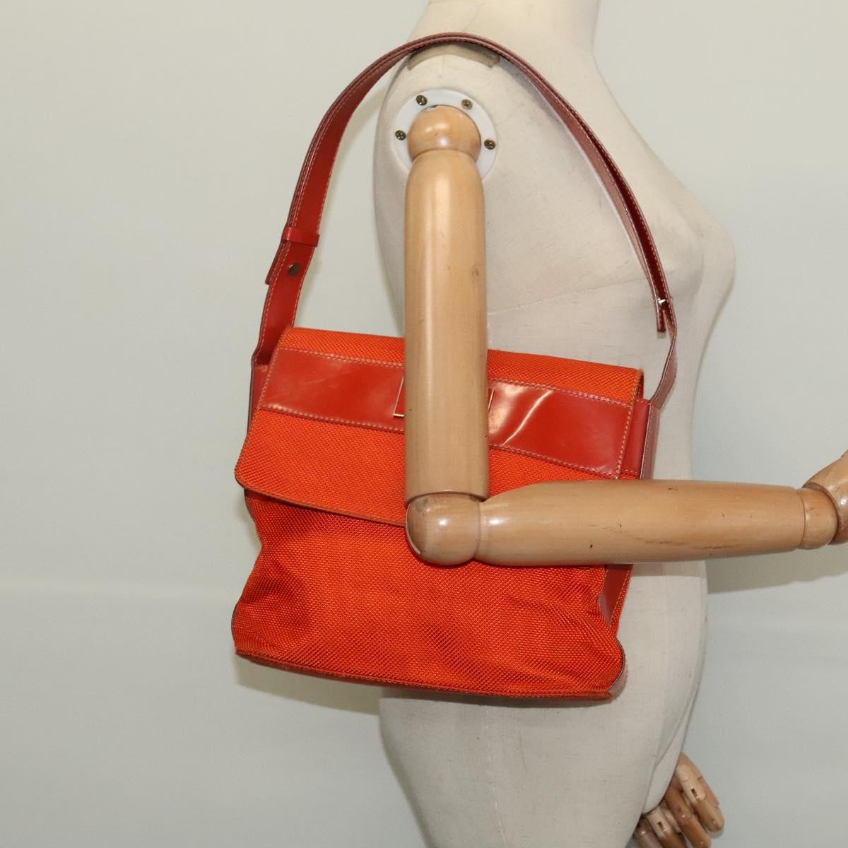 Celine Shoulder Canvas Orange Canvas Shoulder Bag Bag (Pre-Owned)