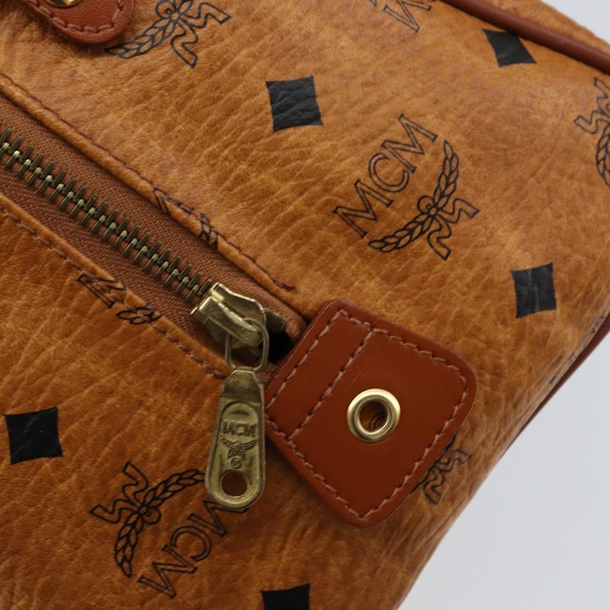 MCM Visetos Logogramme Canvas And Leather Brown Leather Handbag (Pre-Owned)