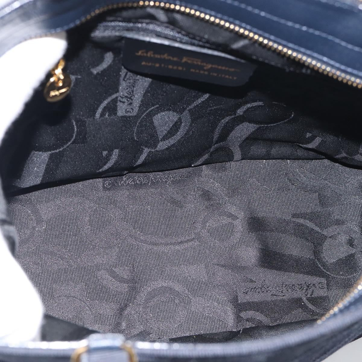 Salvatore Ferragamo Vala Canvas Navy Canvas Shoulder Bag Bag (Pre-Owned)