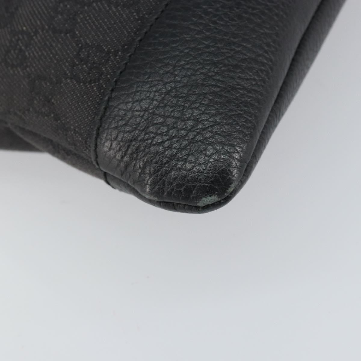 Gucci Zip Messenger Gg Canvas With Perforated Leather Black Canvas Shoulder Bag Bag (Pre-Owned)