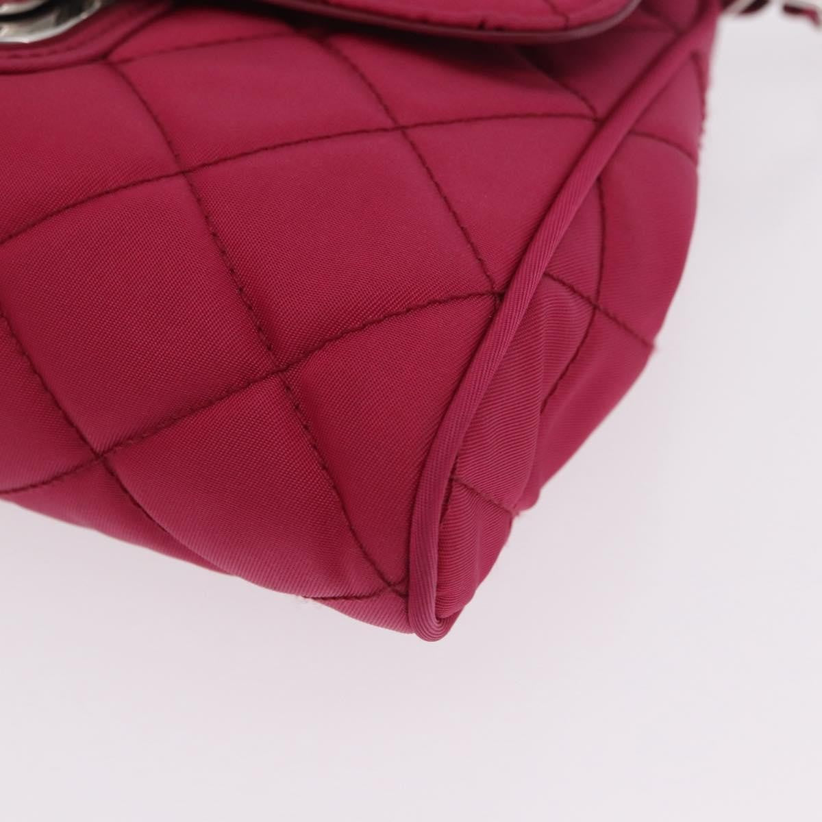 Prada Pushlock Chain Flap Quilted Tessuto Pink Nylon Handbag (Pre-Owned)