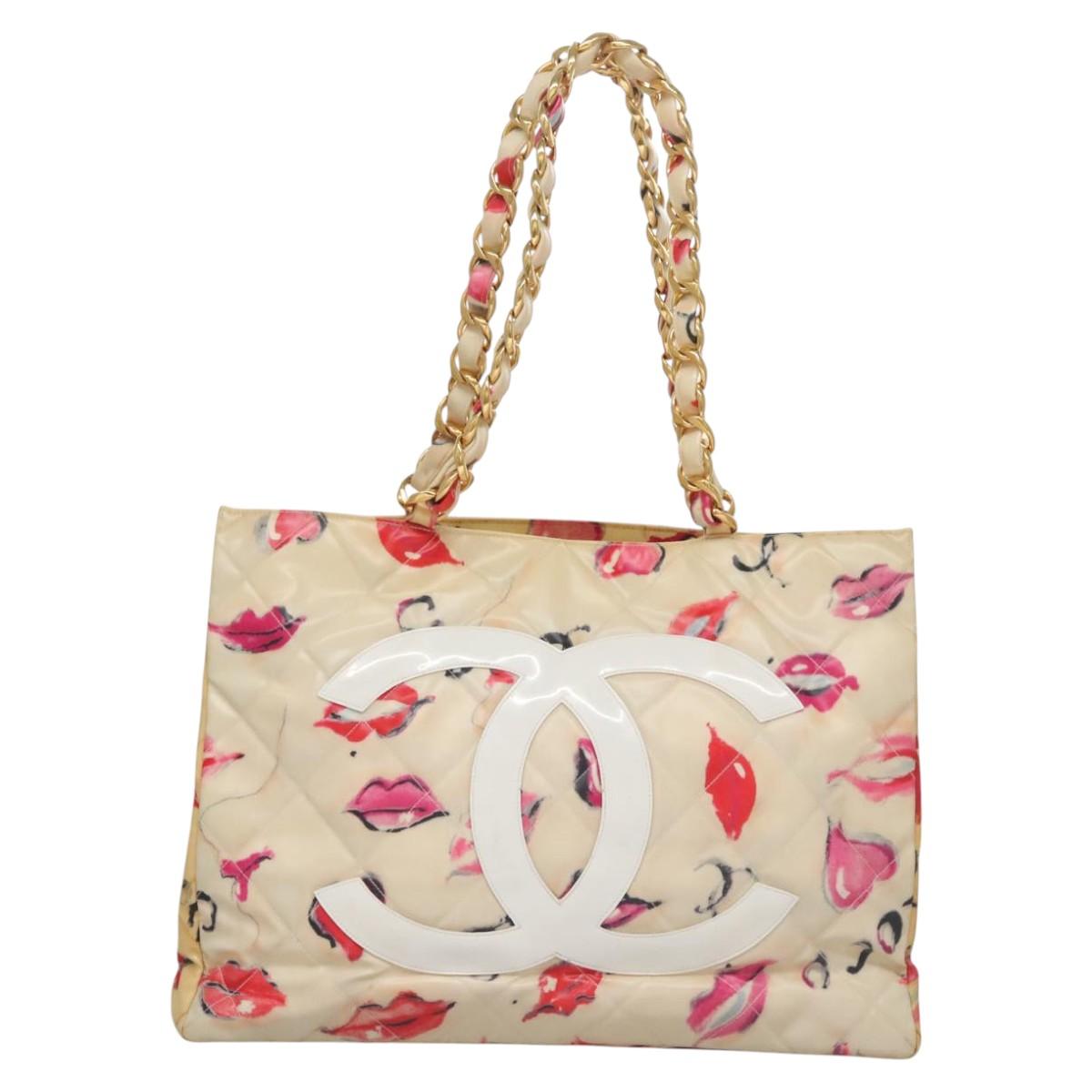 Chanel Cc Totebag Beige Patent Leather Tote Bag (Pre-Owned)