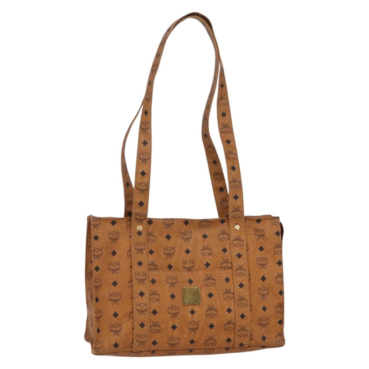 MCM Vintage Visetos Canvas Brown Canvas Tote Bag Bag (Pre-Owned)