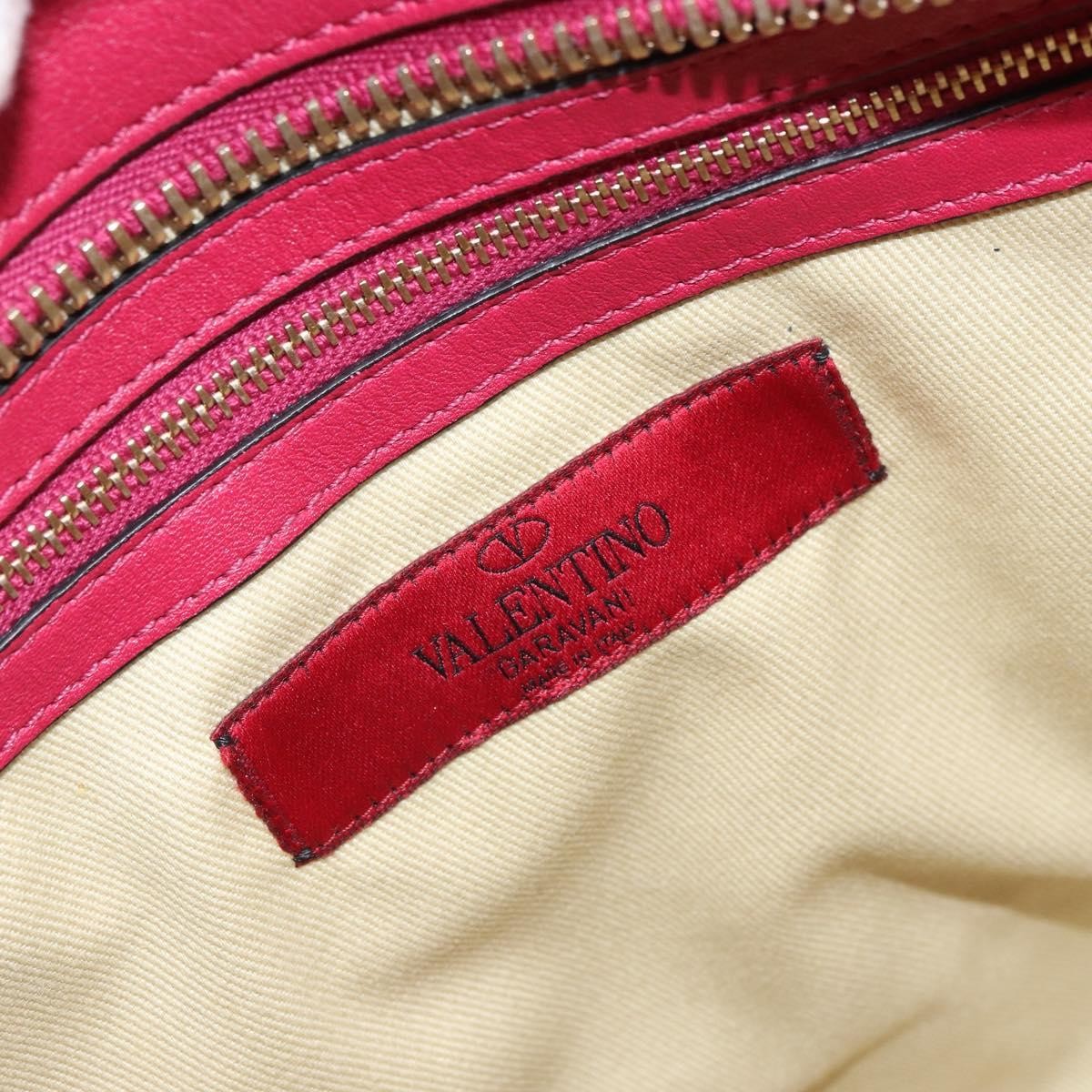 Valentino Garavani 1975 Rockstud Striped Leather Pink Leather Tote Bag Bag (Pre-Owned)