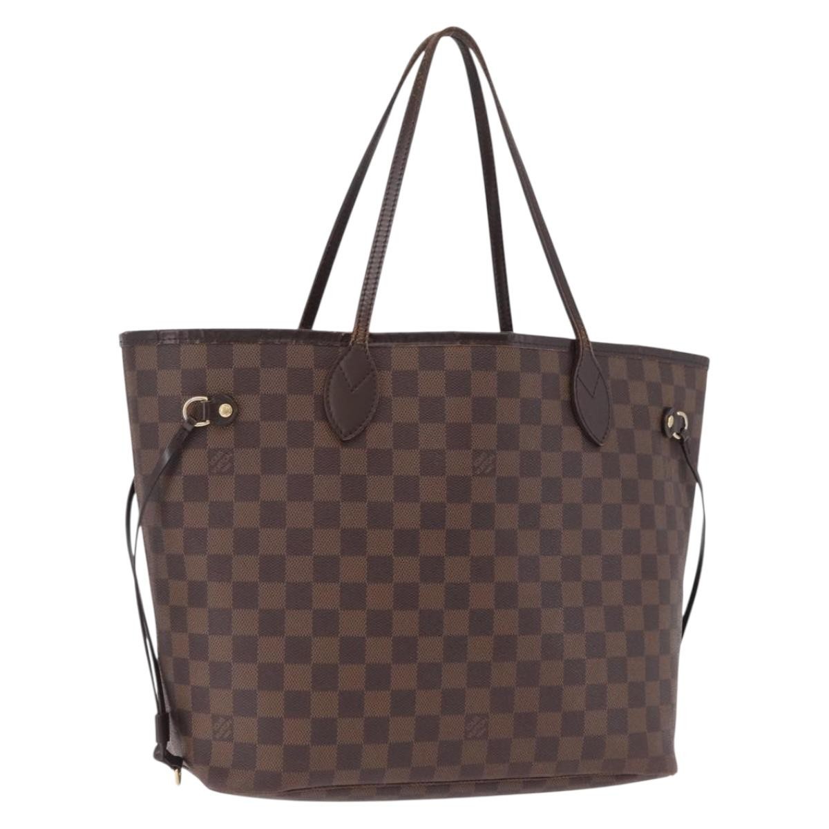 Louis Vuitton Neverfull Damier Ebene Brown Canvas Tote Bag Bag (Pre-Owned)