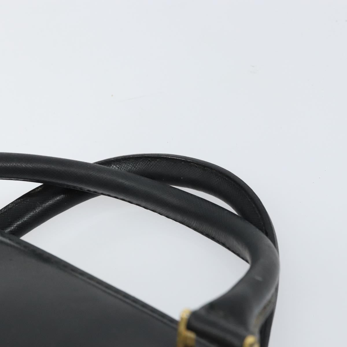 Versace Vintage Leather Black Leather Handbag (Pre-Owned)