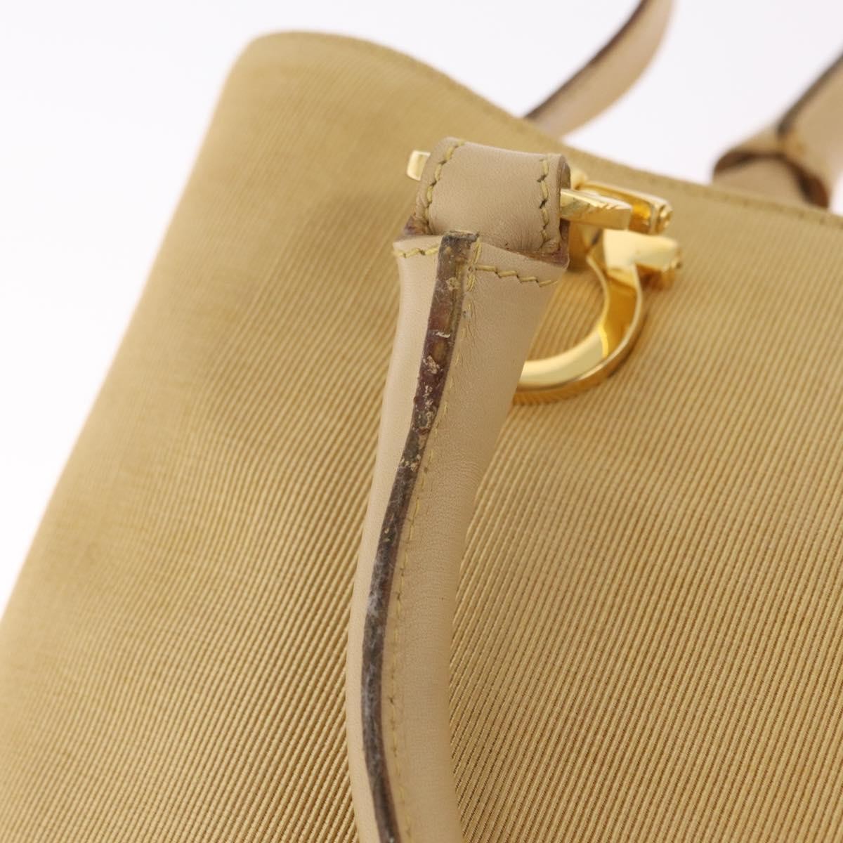 Salvatore Ferragamo Gancini Tote Canvas Beige Canvas Tote Bag Bag (Pre-Owned)