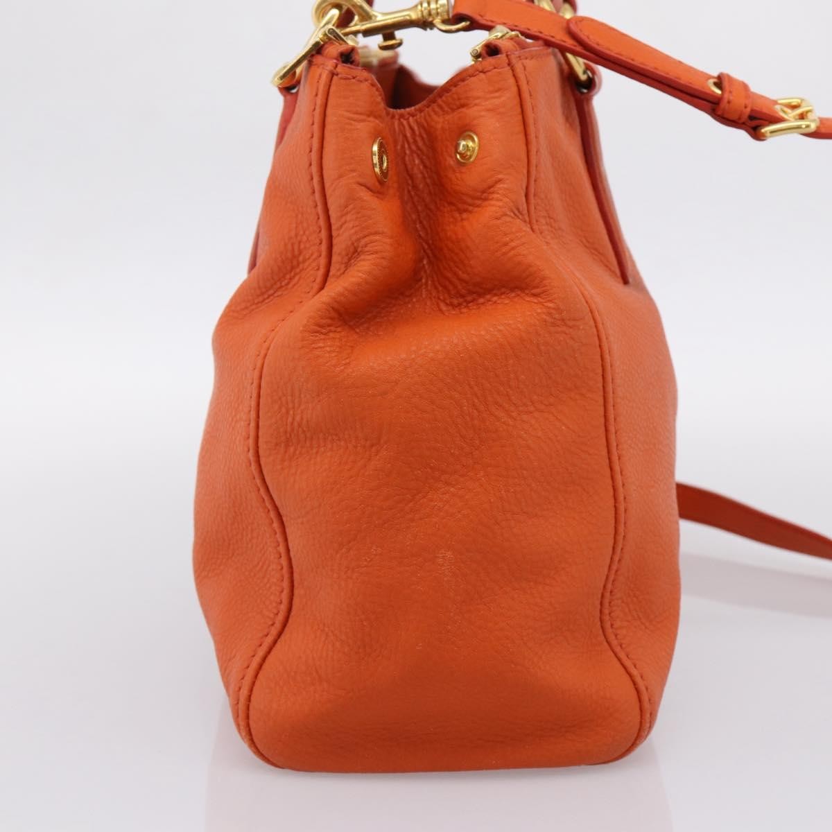 Miu Miu Caribou Convertible Tote Leather Orange Leather Handbag (Pre-Owned)
