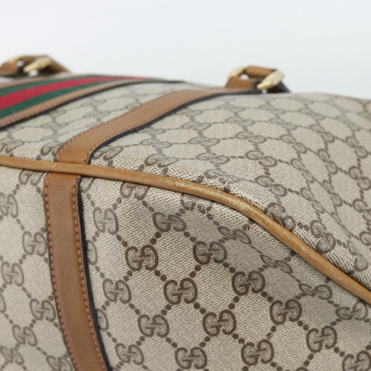 Gucci Zip Boston Gg Canvas And Leather Beige Pvc Handbag (Pre-Owned)