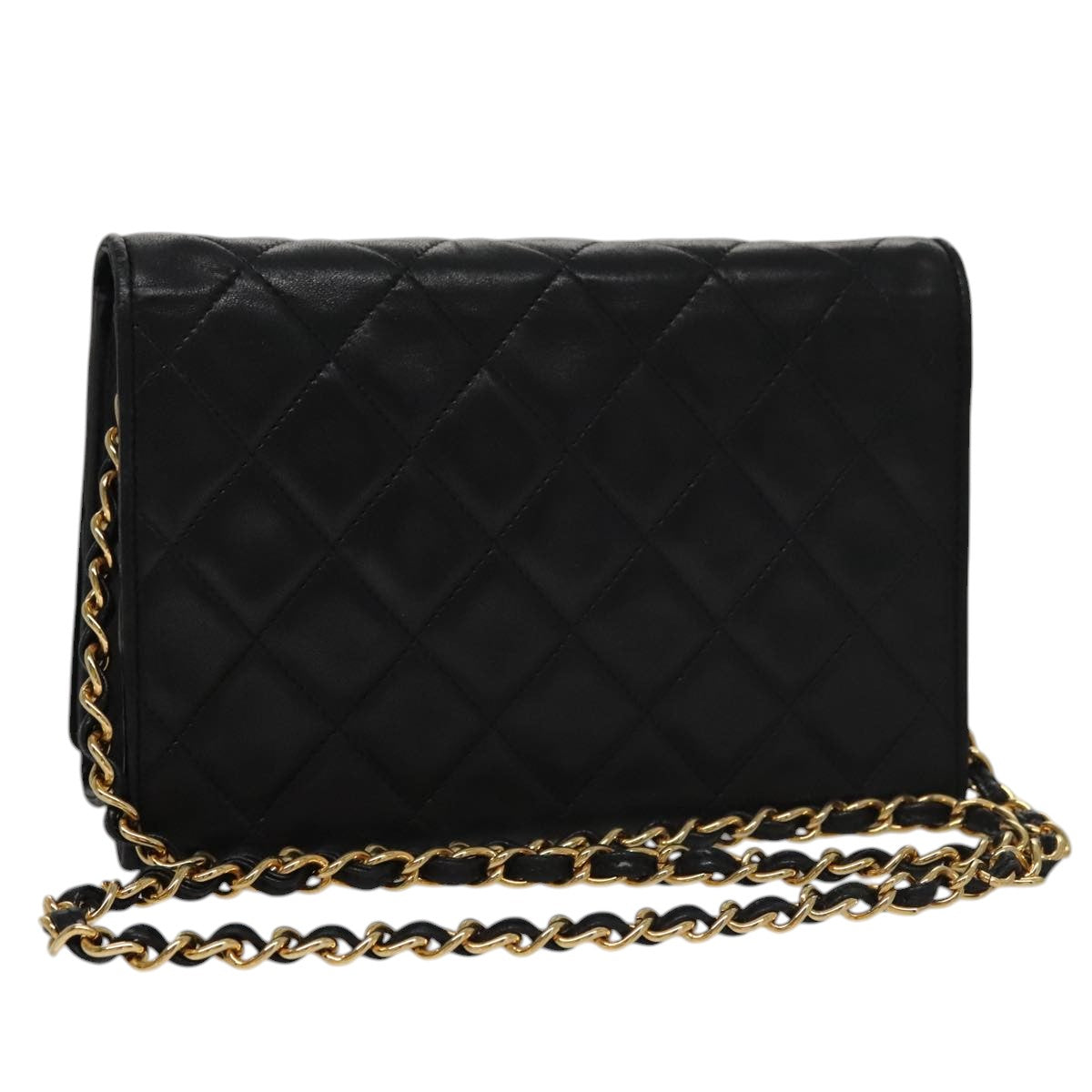 Chanel Full Flap Black Leather Shoulder Bag (Pre-Owned)