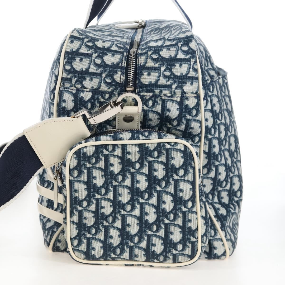 Christian Dior Vintage Girly Boston Diorissimo Canvas Navy Canvas Handbag (Pre-Owned)