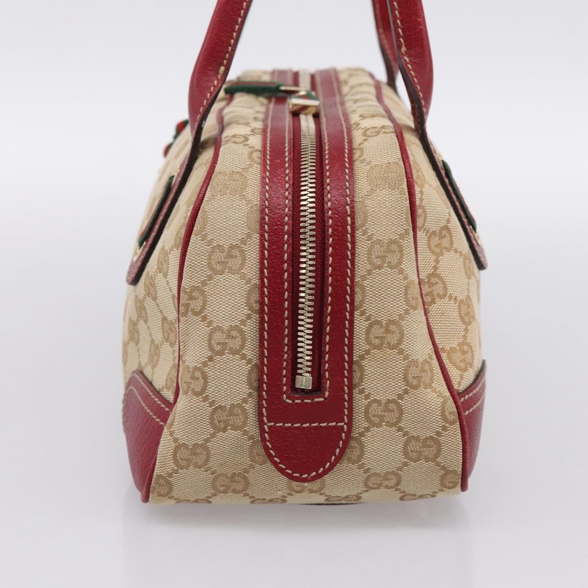 Gucci Princy Boston Gg Canvas Beige Canvas Handbag (Pre-Owned)