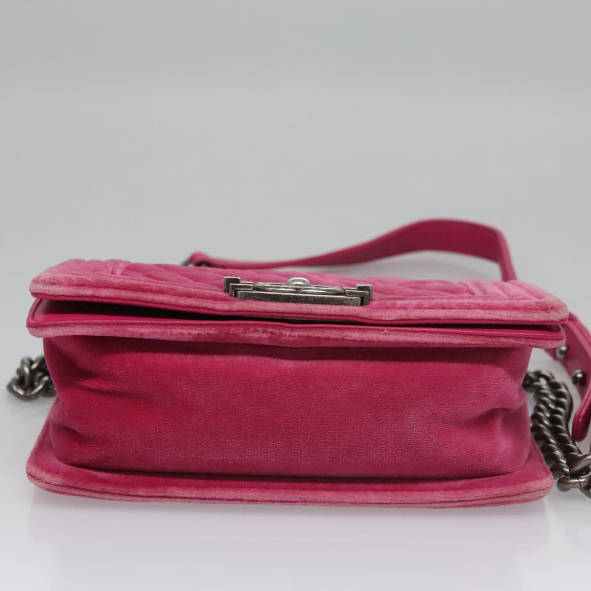 Chanel Boy Pink Velvet Shoulder Bag (Pre-Owned)
