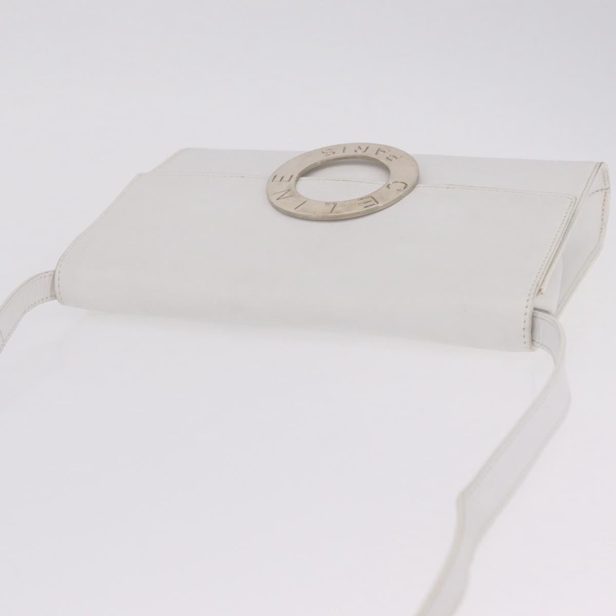 Celine Vintage Circle Logo Leather White Leather Crossbody Bag Bag (Pre-Owned)