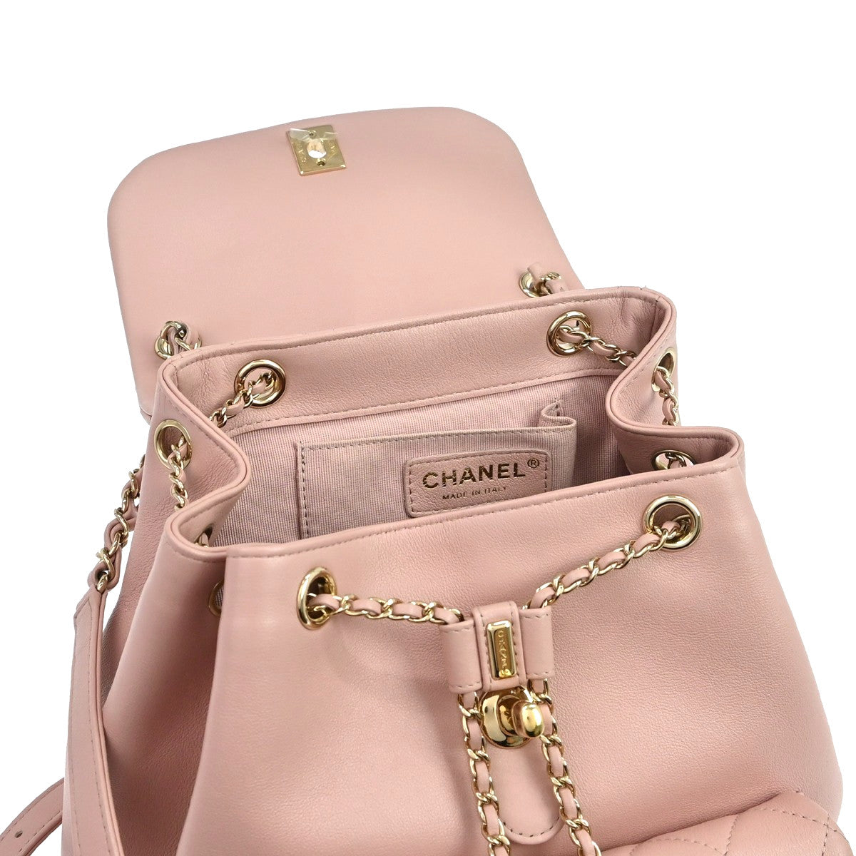 Chanel Duma Drawstring Quilted Leather Pink Leather Backpack Bag (Pre-Owned)