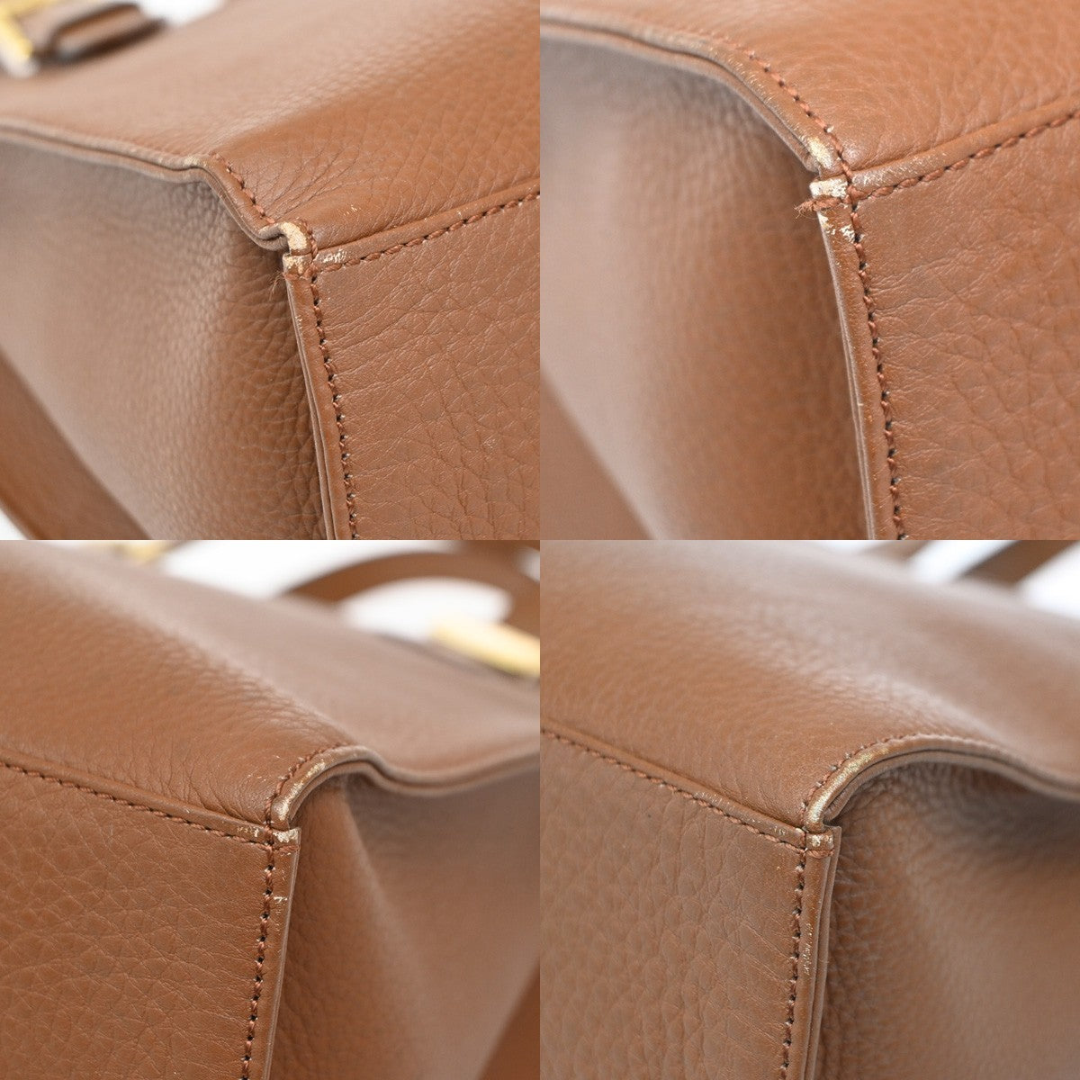 Burberry Vintage Zip Leather Brown Leather Tote Bag Bag (Pre-Owned)