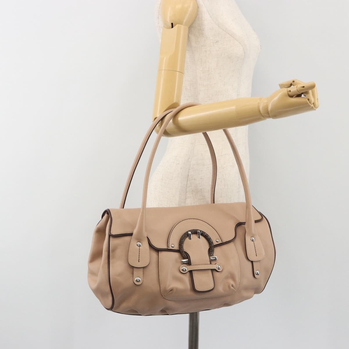 Salvatore Ferragamo Gancini Leather Beige Leather Crossbody Bag Bag (Pre-Owned)