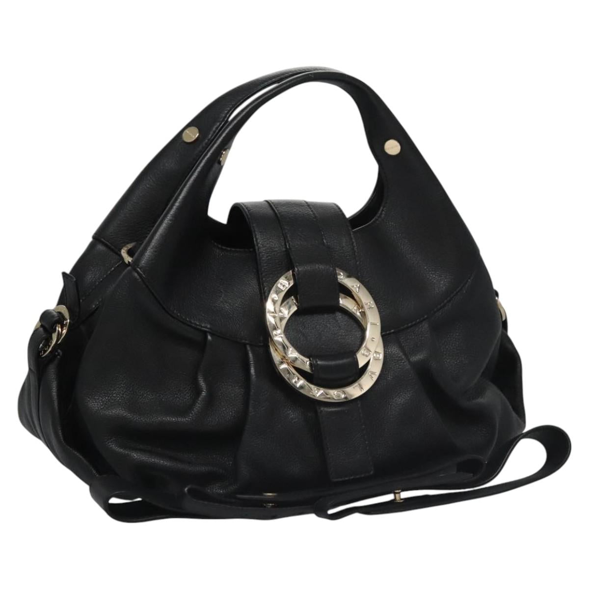 Bulgari Chandra Black Leather Handbag (Pre-Owned)