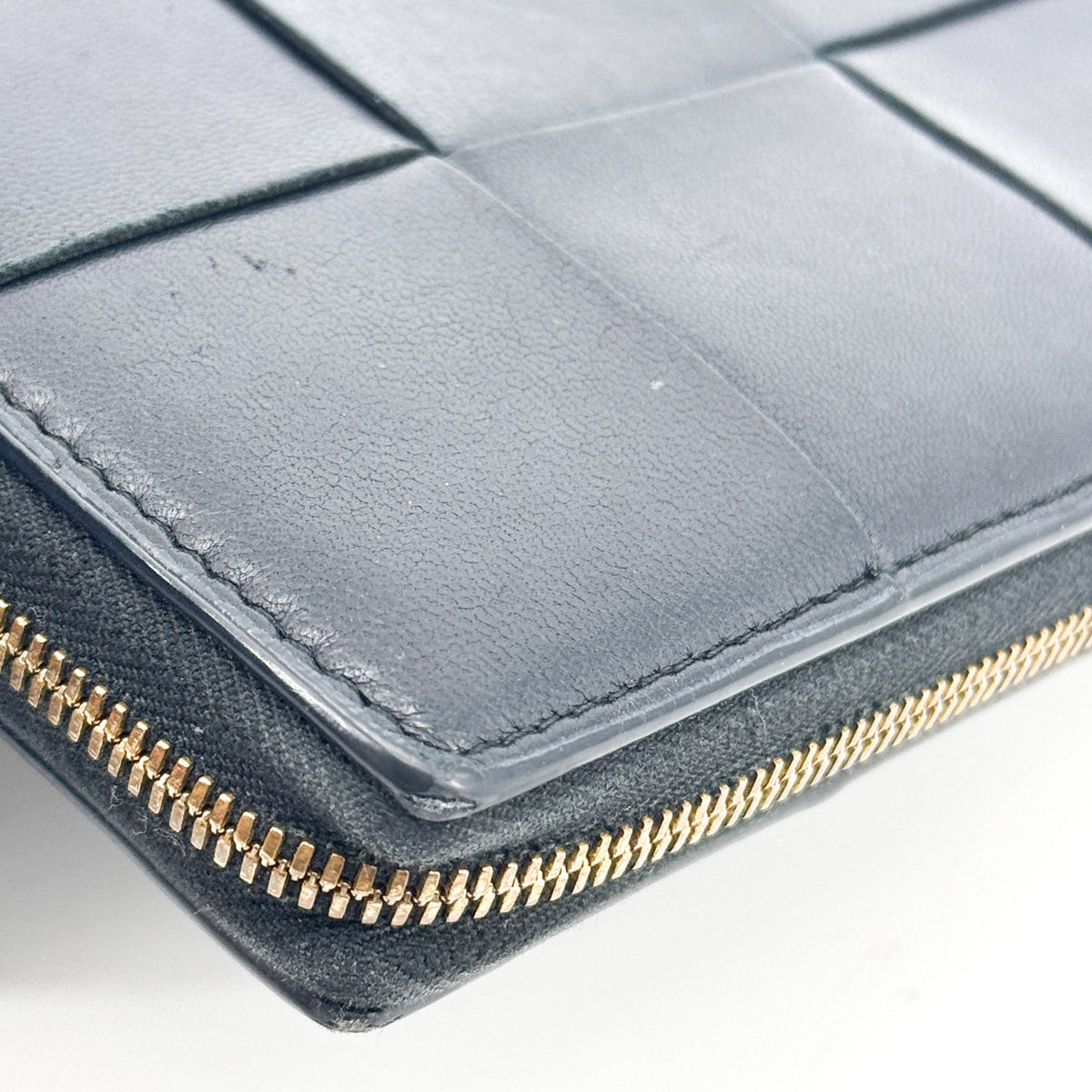 Bottega Veneta Zip Around Intrecciato Nappa Black Leather Wallets Accessory (Pre-Owned)