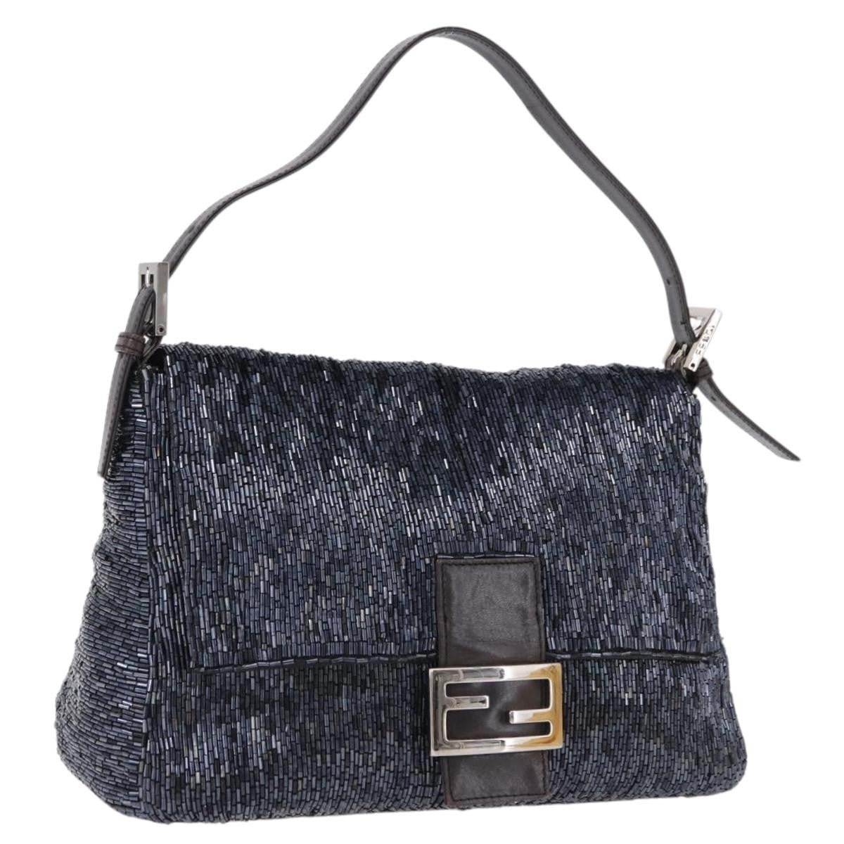 Fendi Baguette Sequins Navy Beads Handbag (Pre-Owned)