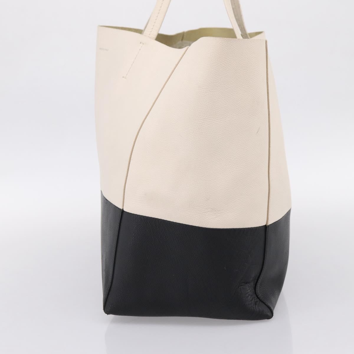 Celine Cabas Leather White Leather Tote Bag Bag (Pre-Owned)