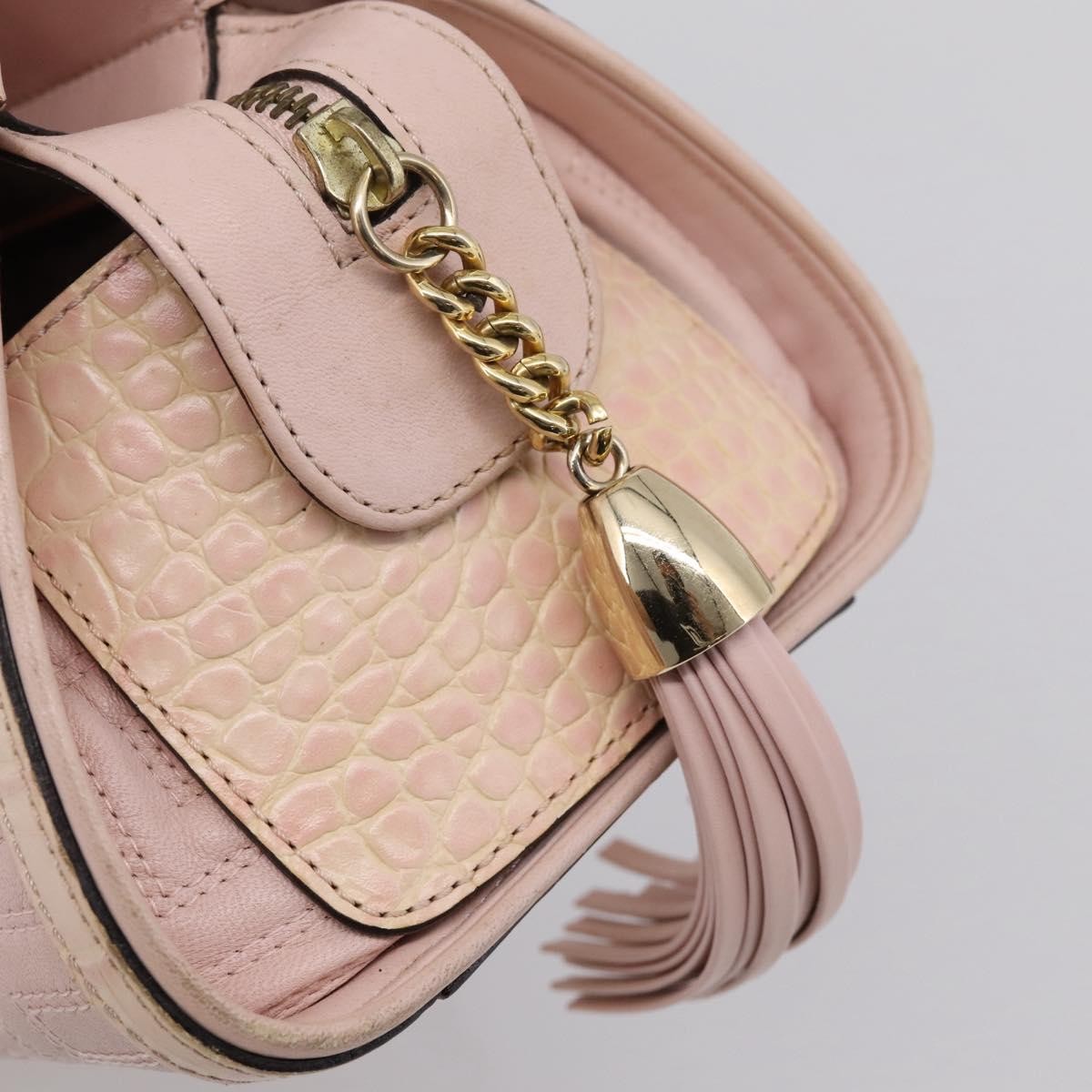 Versace Vintage Tote Leather Pink Leather Tote Bag Bag (Pre-Owned)