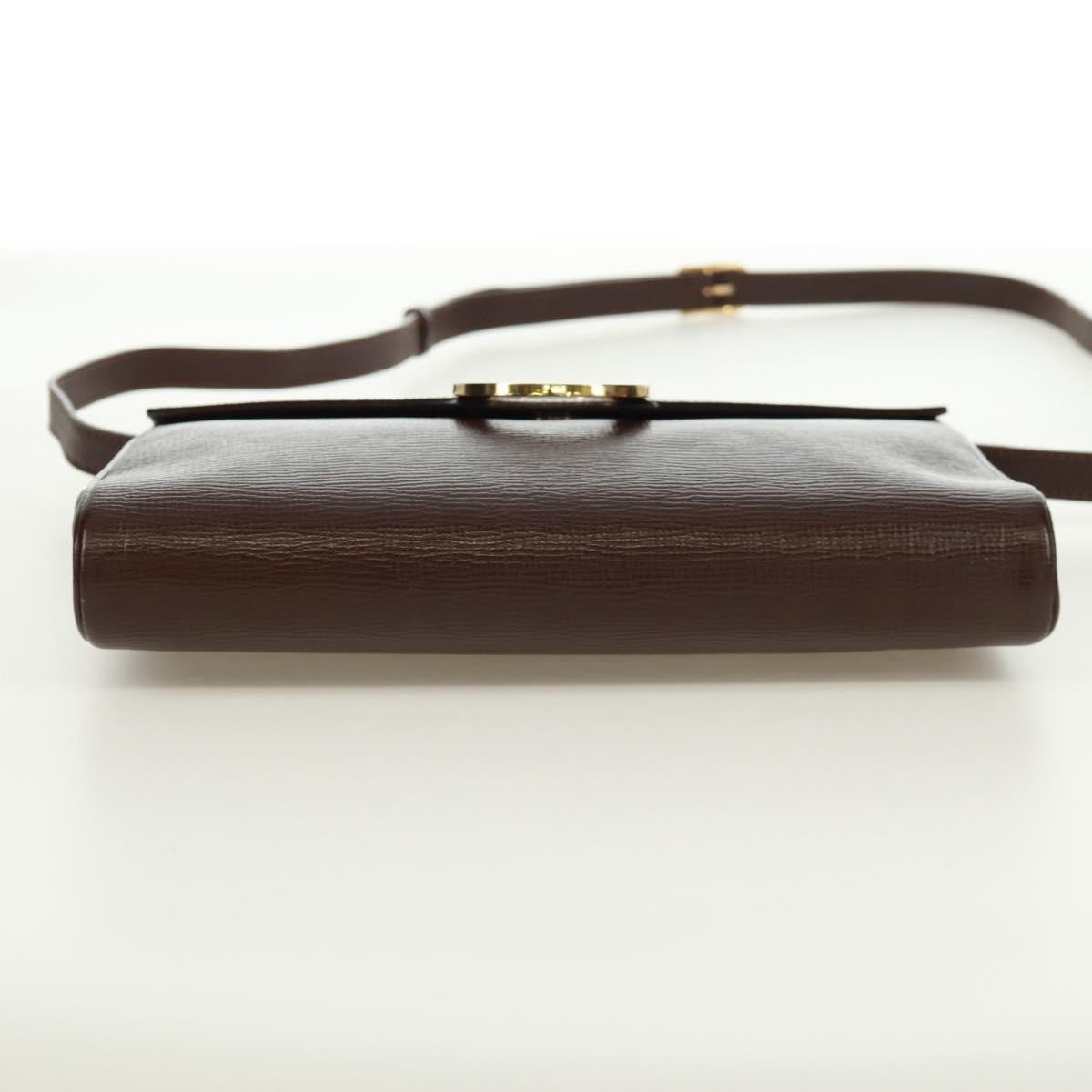 Celine Circle Logo Leather Brown Leather Shoulder Bag Bag (Pre-Owned)