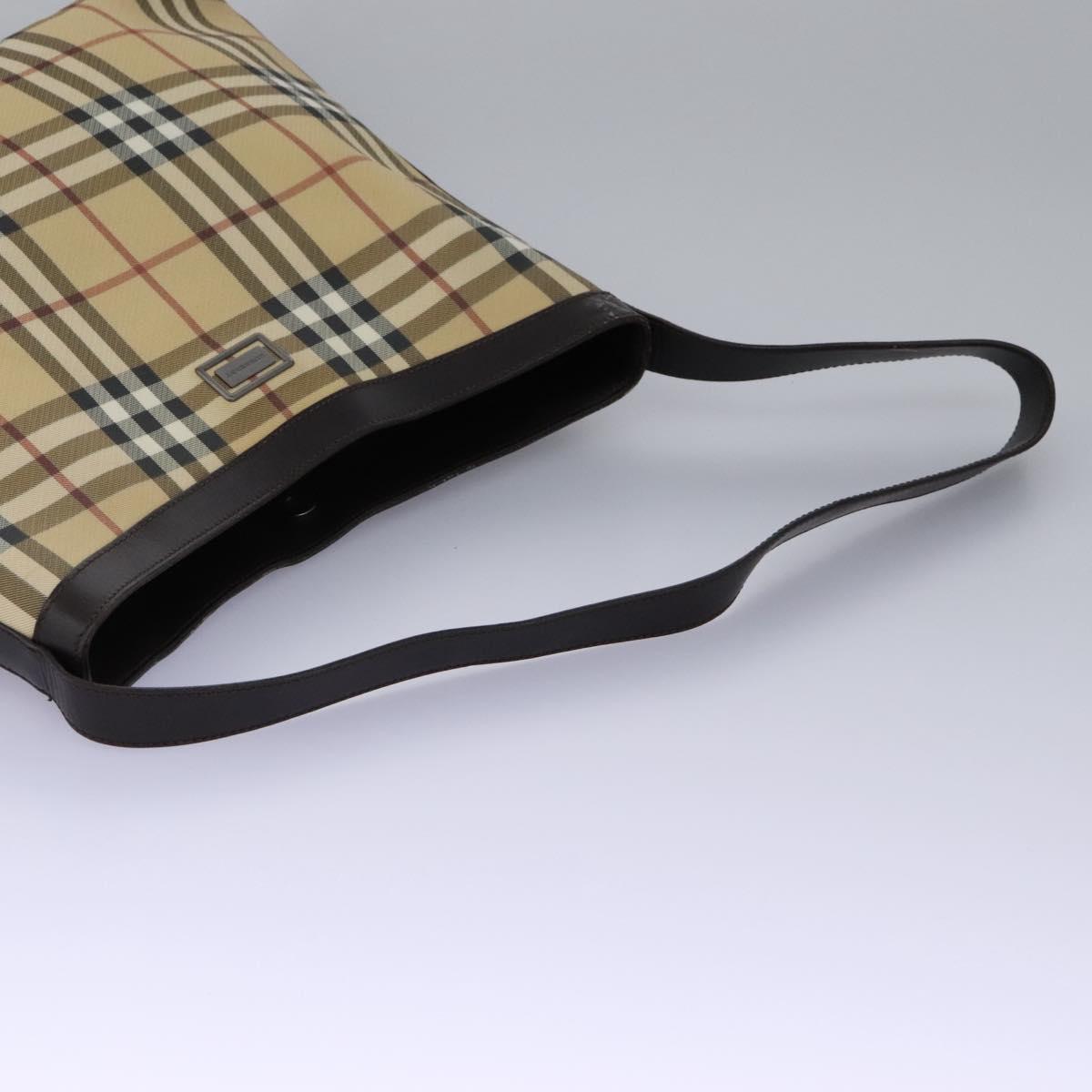 Burberry Nova Check Beige Canvas Shoulder Bag (Pre-Owned)
