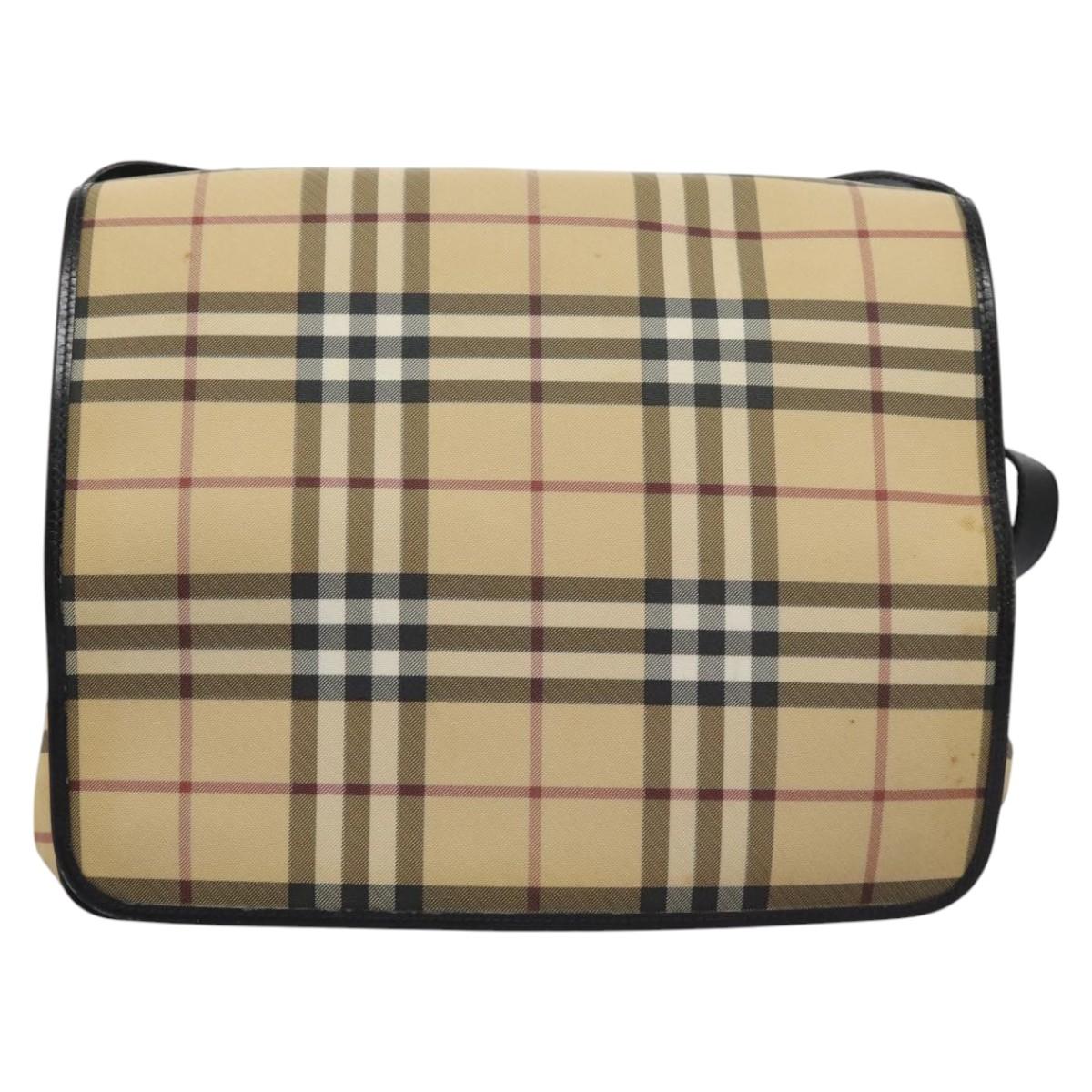 Burberry Nova Check Beige Canvas Shoulder Bag (Pre-Owned)