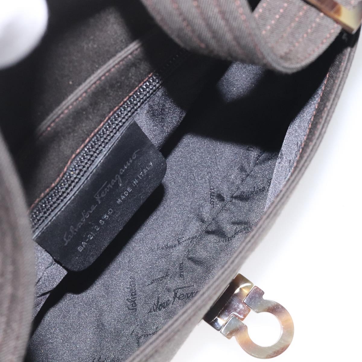 Salvatore Ferragamo Gancini Black Canvas Shoulder Bag (Pre-Owned)