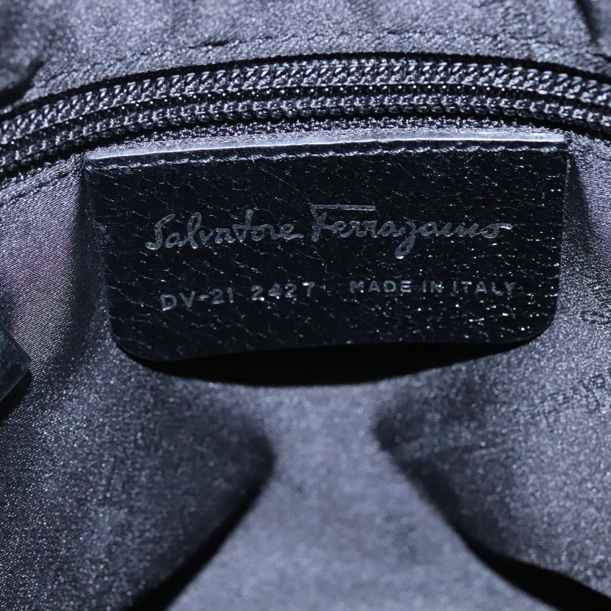 Salvatore Ferragamo Gancini Black Canvas Handbag (Pre-Owned)