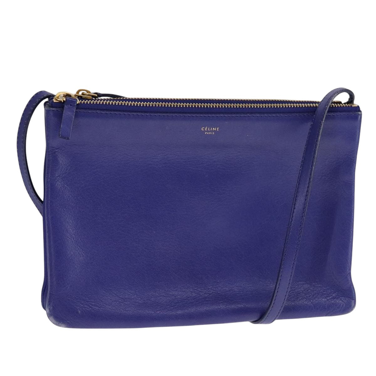 Céline Trio Blue Leather Shoulder Bag (Pre-Owned)