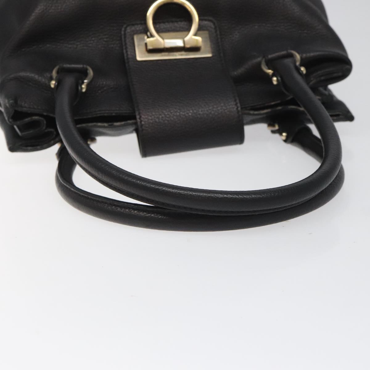 Salvatore Ferragamo Gancini Black Leather Handbag (Pre-Owned)
