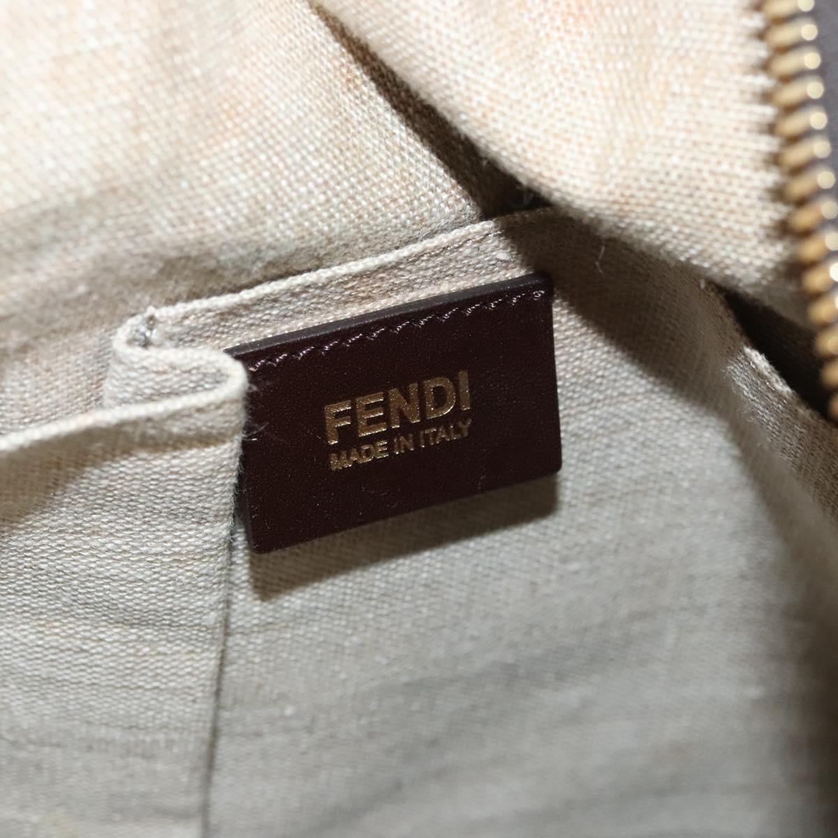 Fendi Pequin Brown Canvas Handbag (Pre-Owned)