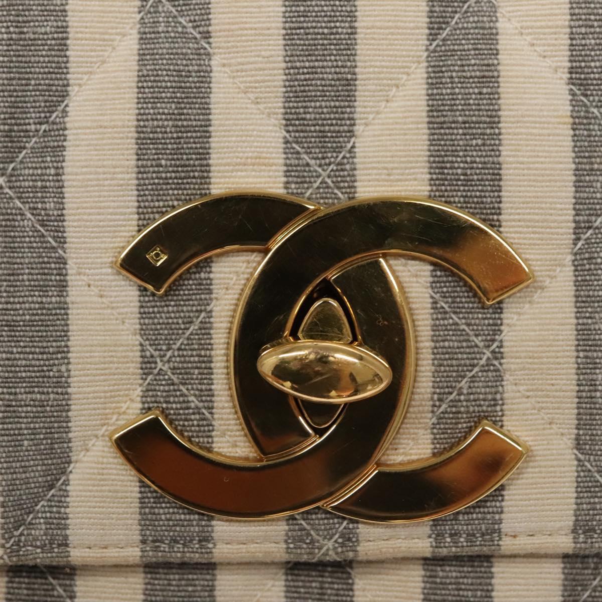 Chanel Cc Grey Canvas Shoulder Bag (Pre-Owned)