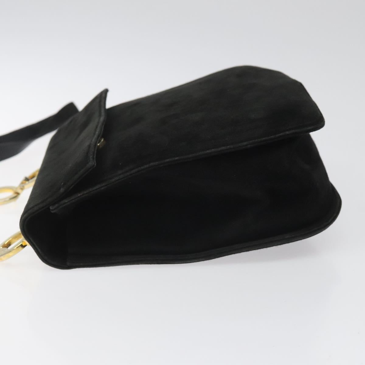 Salvatore Ferragamo Gancini Black Suede Shoulder Bag (Pre-Owned)