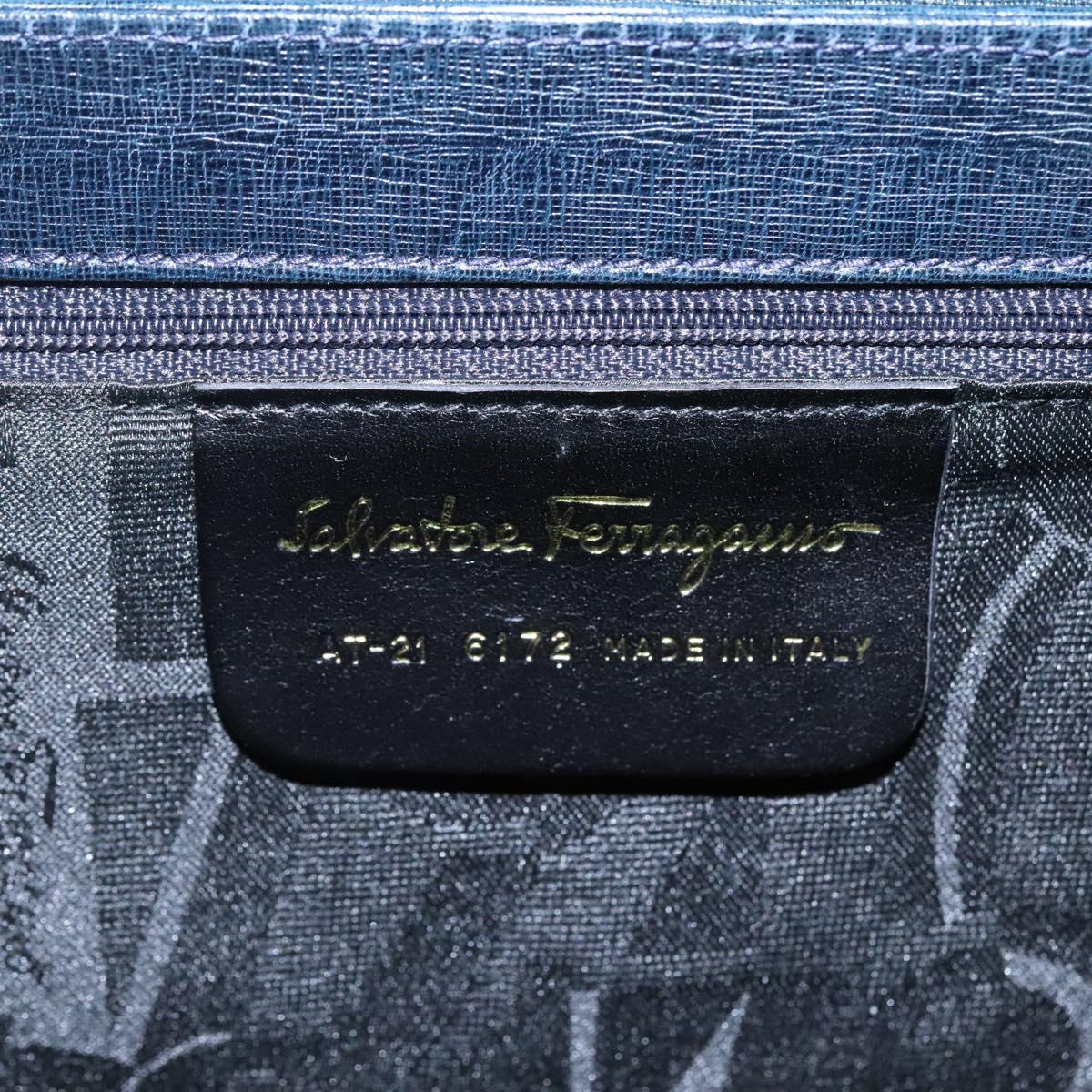 Salvatore Ferragamo Gancini Navy Leather Handbag (Pre-Owned)