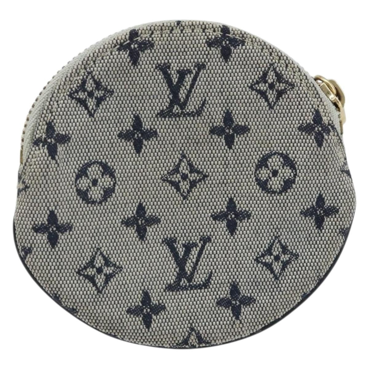 Louis Vuitton Round Coin Purse Mini Lin Blue Canvas Clutche & Pouche Bag (Pre-Owned)