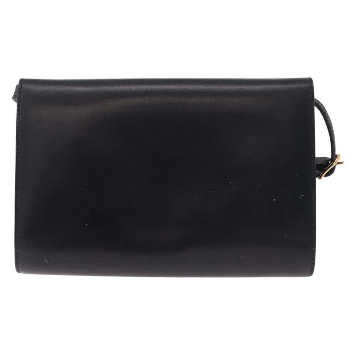 Gucci Sherry Line Shoulder Leather Black Leather Handbag (Pre-Owned)