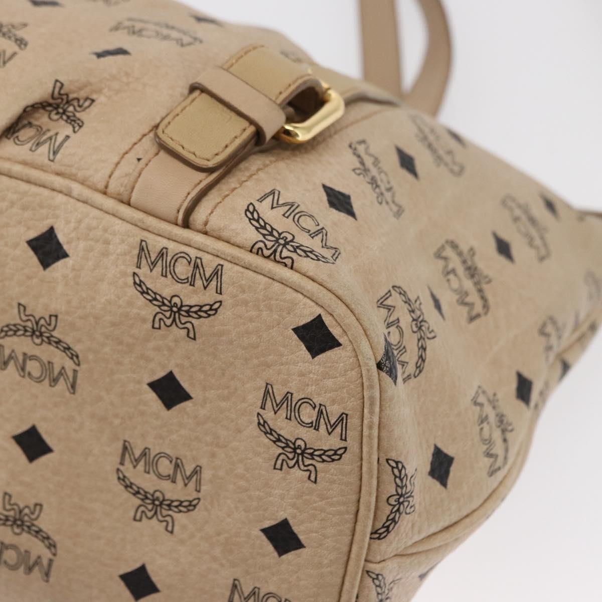MCM Vintage Visetos Canvas Beige Pvc Tote Bag Bag (Pre-Owned)