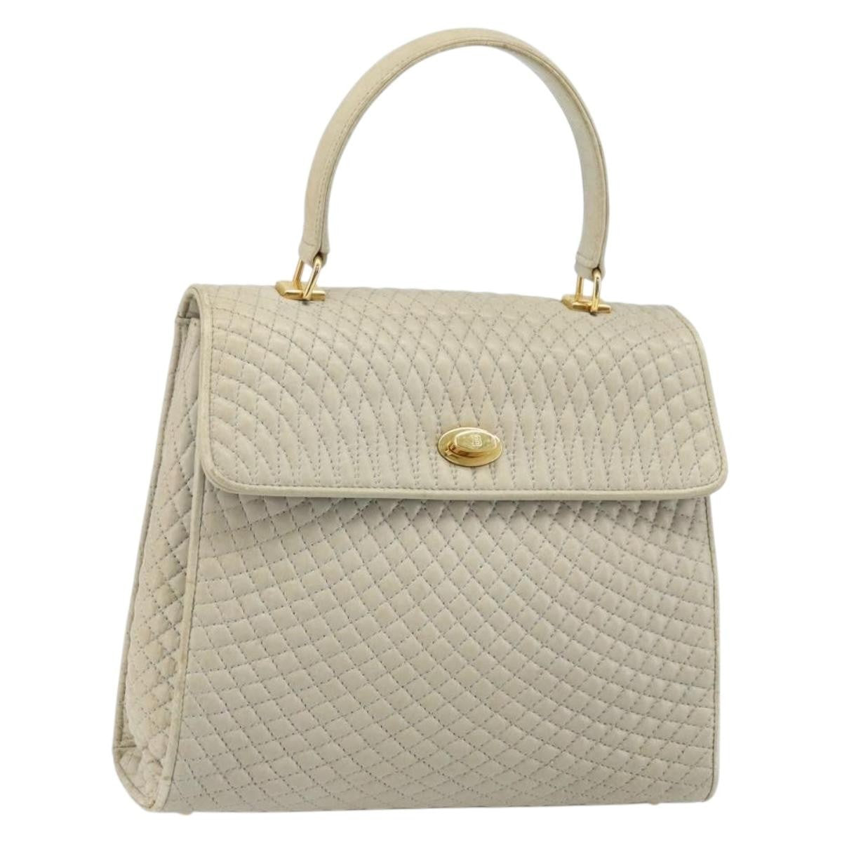 Bally Vintage Leather Beige Leather Handbag (Pre-Owned)