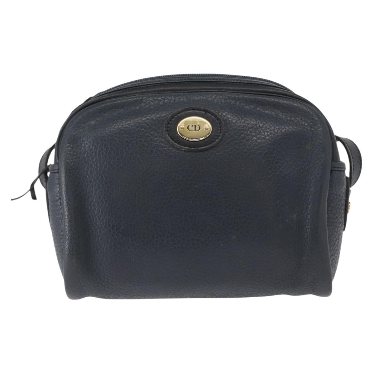Christian Dior Vintage Cd Logo Leather Navy Leather Shoulder Bag Bag (Pre-Owned)