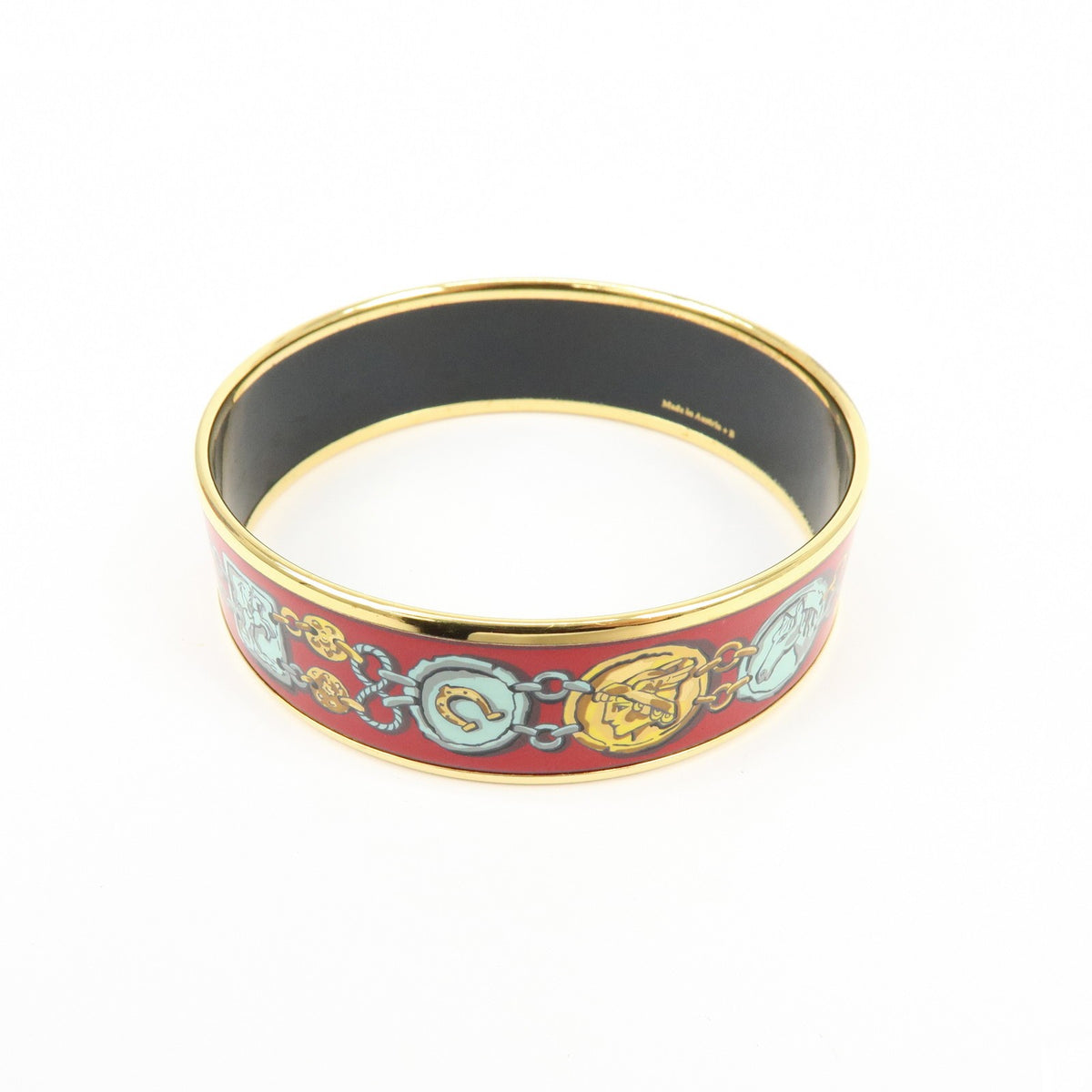 Hermes Bangle Printed Enamel Red Gold_Plated Bracelet Jewelry (Pre-Owned)