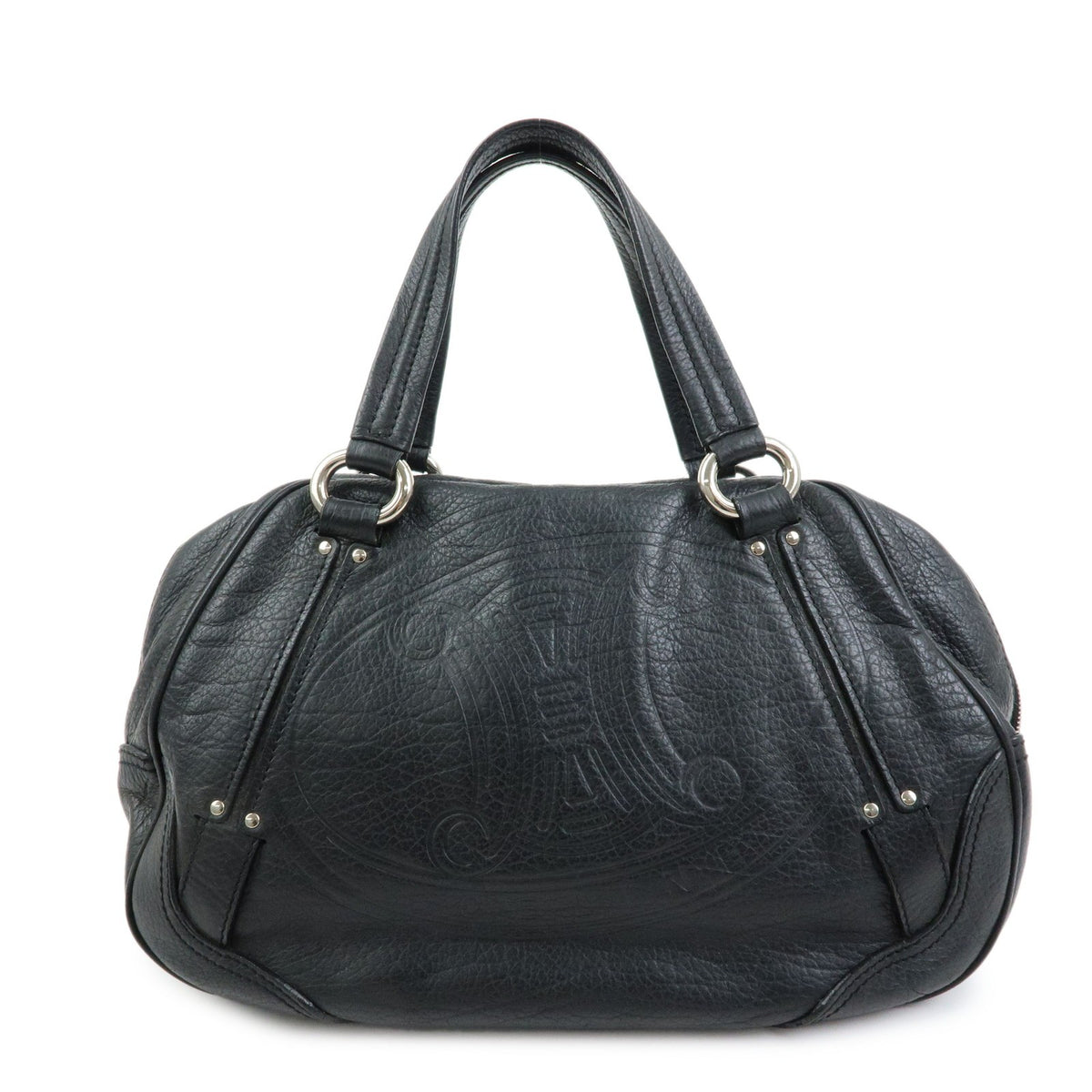 Celine Macadam Leather Black Leather Tote Bag Bag (Pre-Owned)