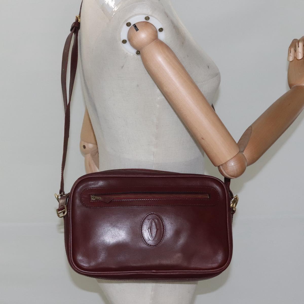 Cartier Must Line Burgundy Leather Shoulder Bag (Pre-Owned)