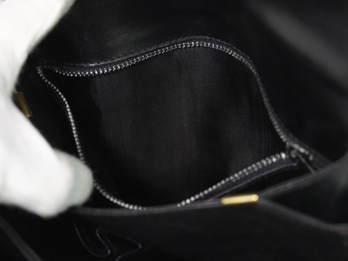 Celine Shoulder Leather Black Leather Shoulder Bag Bag (Pre-Owned)