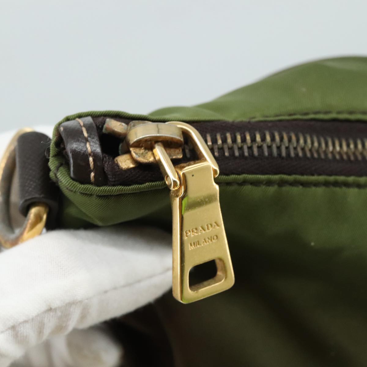 Prada Tessuto Khaki Synthetic Tote Bag (Pre-Owned)